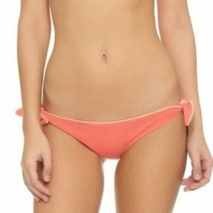 New Solid & Striped Jane Tie Bikini Bottom - Coral